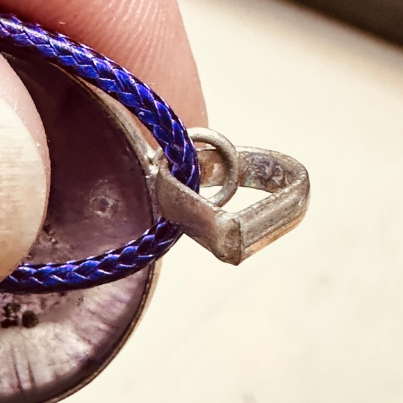 925 Sterling Silver Plated & Amethyst Stone/Crystal Round Disk Pendant EUC - Picture 10 of 13